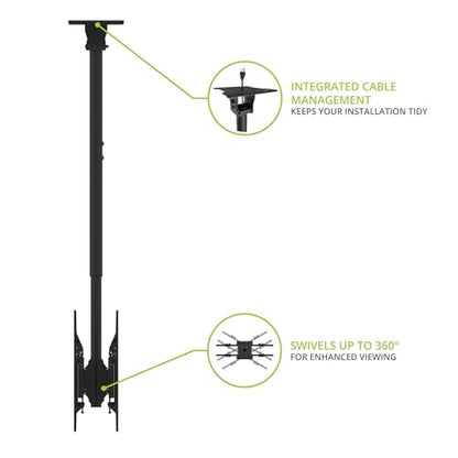 Kanto CM600BTB Back-to-Back Dual TV Ceiling Mount for 40” to 80” TVs | 200 lb Weight Capacity | Height Adjustable | Up to +15°/-6° Tilt | Hidden Cable Management | 360° Rotation | Black - style: Commercial - Back to Back - For 40" to 45" TVs - Black