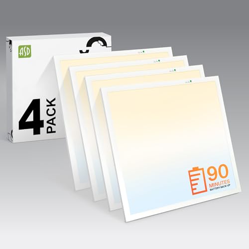 ASD 2x2 LED Flat Panel Light, Emergency Battery Backup UL DLC 4 Pack - color: 2x2 Sensor Base, size: 4 Pack