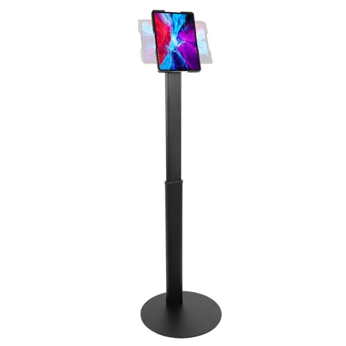 Mount-It! Anti-Theft Universal Tablet Floor Kiosk, Height Adjustable, Black - color: Black