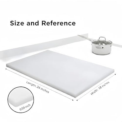 Commercial Cutting Board, Plastic Poly Kitchen Board Dishwasher Safe, Heavy Duty Food Prep Surface for Restaurant Use (24"L x 18"W x 0.57"Th) - color: White, size: 24"L x 18"W
