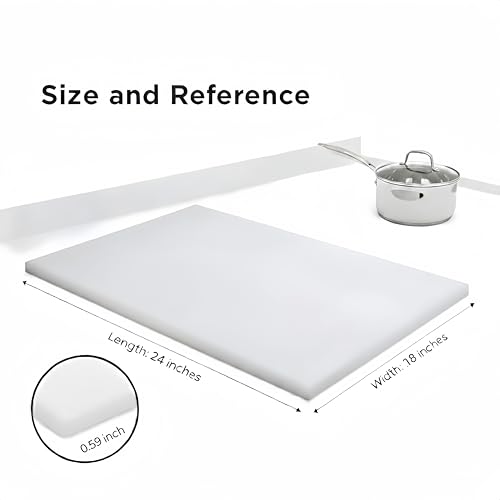 Commercial Cutting Board, Plastic Poly Kitchen Board Dishwasher Safe, Heavy Duty Food Prep Surface for Restaurant Use (24"L x 18"W x 0.57"Th) - color: White, size: 24"L x 18"W