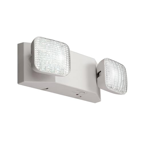 GZRUIYANG Emergency Lights with Battery Backup, LED Commercial Emergency Lighting Fixtures Two Head Adjustable, UL 924 Certified, Hardwired Emergency Exit Light for Business - 1 Pack(White) - color: White, size: 1 Pack
