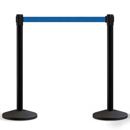 CCW Series RBB-100 2-Pack Retractable Belt Barrier Stanchions, 11 Ft Blue - color: Blue Belt wit Black Post