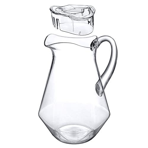 Amazing Abby - Sparkly - Plastic Pitcher (64 oz, 2 Quart), Clear Water Pitcher with Lid, Fridge Jug, BPA-Free, Shatter-Proof, Great for Iced Tea, Sangria, Lemonade, Juice, Milk, and More - style: Sparkly (64 oz)