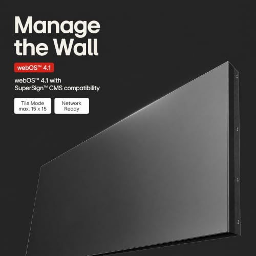 LG 55FHD Video Wall, 0.44mm Even Videowall, HDMI(2), DP(1), DVI-D(1), Audio in, RS232C in/Out, RJ45(LAN) in/Out, IR in, USB2.0(1), WebOs 4.1