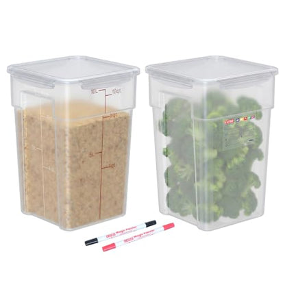 2 Pack 10 QT Commercial Airtight Food Storage Containers, BPA-Free Translucent Polypropylene, Stackable with Gold Scale Markings for Flour, Rice & Pet Food - size: 2 X 10.0(QT)