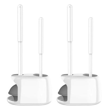 SetSail 2 Packs Toilet Brush and Plunger Set for Bathroom Cleaning, White - color: White, size: 2 packs