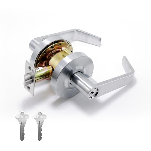 BSEED [UL Listed] Storeroom Commercial Door Lever Lock, Heavy Duty Grade 2 Lever Handle, ADA Compliant, 3 Hour Fire Rated, Non-Handed, Satin Chrome Finish, 2-3/4" Backset for Storage & Utility Doors - style: Storeroom