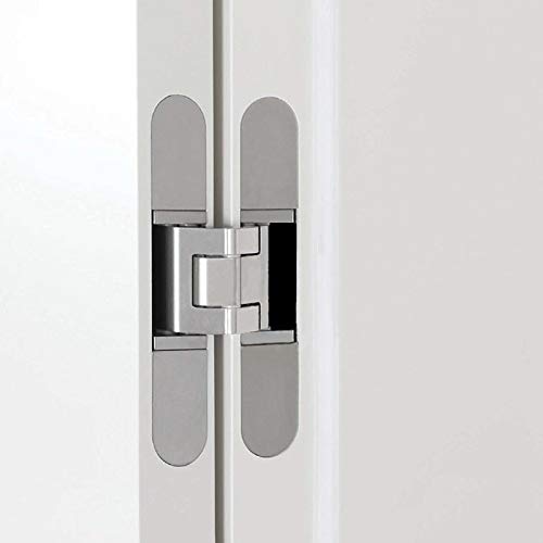 Concealed Door Hinges Heavy Duty Invisible Hidden Hinges 3-D Adjustable - 1 Pair - color: 6"_Silver_2 Pack