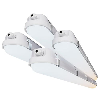 LEONLITE 4-Pack 4FT 3CCT LED Vapor Tight Light Fixture, 70W/60W/50W