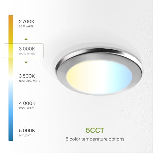 ASD 6 Pack Bronze LED Disk Lights 6 Inch, 5CCT Flush Mount Ceiling Light - color: Nickel, size: 6 Pack