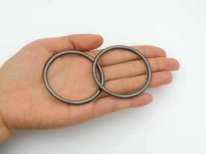 40pcs 4 Sizes O Rings Welded Strong Metal Heavy Duty Round Ring for Pet Collars Buckle Belts Strap Webbing Sewing - color: 2"(50mm) Gun Black 6pcs