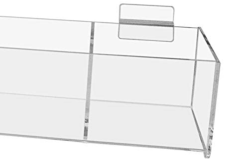 Retail Resource Marketing Holders Premium Acrylic Basket Display Trays Slatwall Organizer Slat Board Clear 5 Compartment Storage Bin 20" x 3" Qty 2 - size: 5 Bins 19.5"