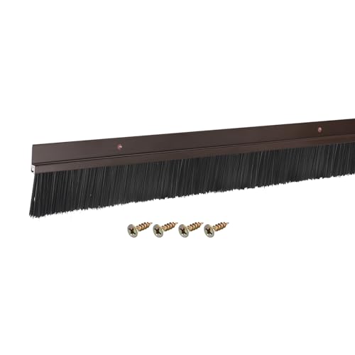 uxcell Door Brush Bottom Sweep H-Shape Aluminum Alloy Base with 1.6-inch PP Brush for Home, Industrial (35-inch L, Brown) - color: Brown, size: 35-inch x 1.6-inch