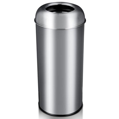 GarveeLife Tall Commercial Trash Can, 65L/17 Gallon, Large Capacity Heavy Duty Stainless Steel Open Top Trash Bin with Sleek Hidden Bag Holder for Restaurant, Office, and Restroom