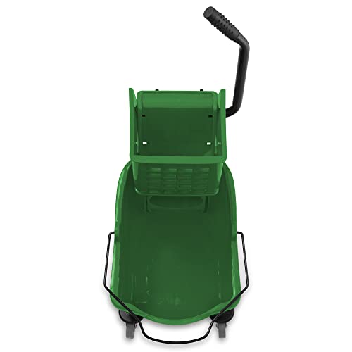 Dryser Commercial Mop Bucket with Side Press Wringer, 26 Quart, Green - color: Green