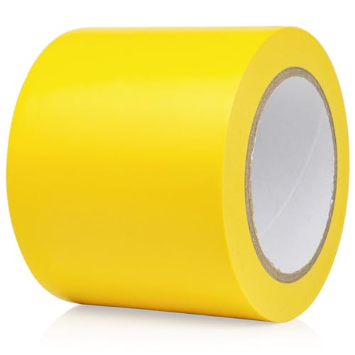 BOMEI PACK Floor Marking Tape 4 Inch x 108FT Yellow Warning Safety Stripe Tape for Walls, Floors, Pipes, Warterproof Caution Tape Ideal for Marking Hazardous Areas, Equipment - color: Yellow
