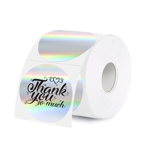2 Inch Holographic Thermal Labels,Laser Round Thermal Printer Labels,Printable Round Thermal Printer Labels Self-Adhesive Direct Thermal Label(300pcs Laser) - color: Laser, size: 2 inch