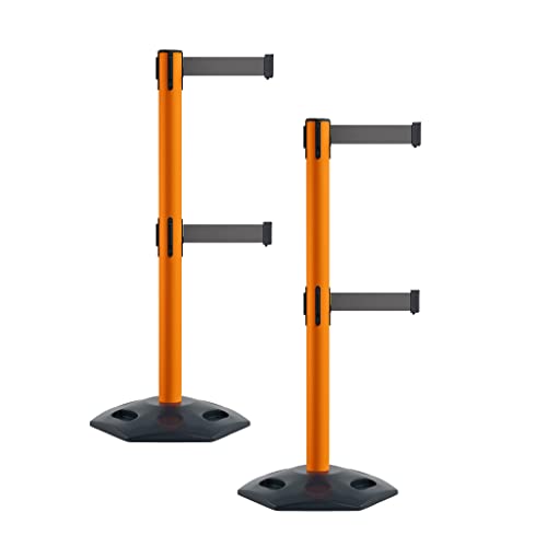 Montour Line MSR630D Retractable Belt Barrier Stanchions, Set of 2 - color: Dark Grey, size: 7.5 ft