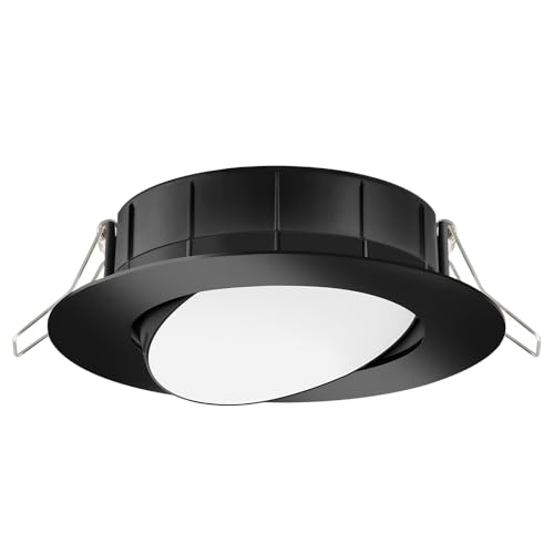 Juno WF4 ADJ SWW5 90CRI MB M6 Wafer-Thin LED Downlight, Adjustable Trim, Switchable CCT 2700K, 3000K, 3500K, 4000K, and 5000K, 90+ CRI, Matte Black, 4-Inch - color: Black, size: 4-Inch
