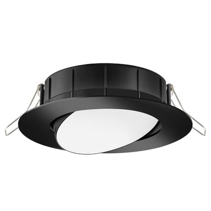 Juno WF4 ADJ SWW5 90CRI MB M6 Wafer-Thin LED Downlight, Adjustable Trim, Switchable CCT 2700K, 3000K, 3500K, 4000K, and 5000K, 90+ CRI, Matte Black, 4-Inch - color: Black, size: 4-Inch