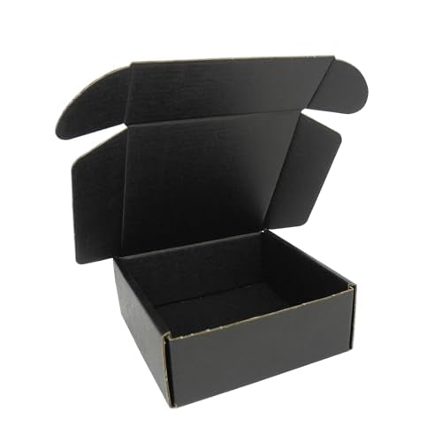 5x5x2" Shipping Boxes, Small Cardboard Box Mailer Black Packaging Mailing Box for Small Business Flat Literature Gift Box Lightweight Cute, 25 Pack - size: 5"x5"x2", style: 25 Pack - Black