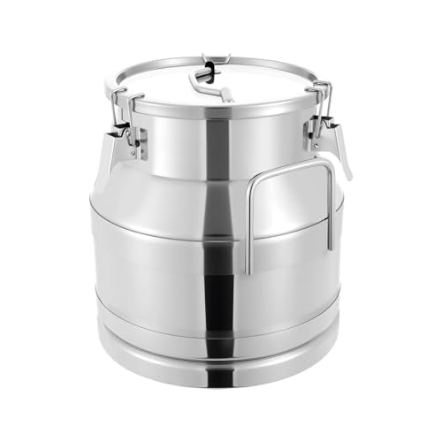 1 mm Thickened Stainless Steel Milk Can Large Liquid Container Storage,Stainless Steel Milk Bucket With Sealing Lid and Carry Handle,for Wine, Oil Storage Transport (20L/5.25 Gal) - size: 20L/5.25 Gal