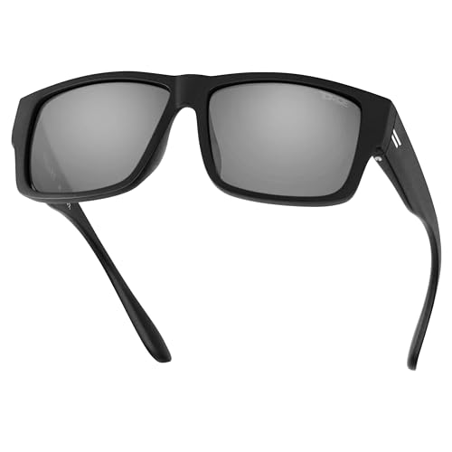 TOROE VALLEY Polarized z87+ Men Sunglasses - color: Matte Black | White Emblem | Silver