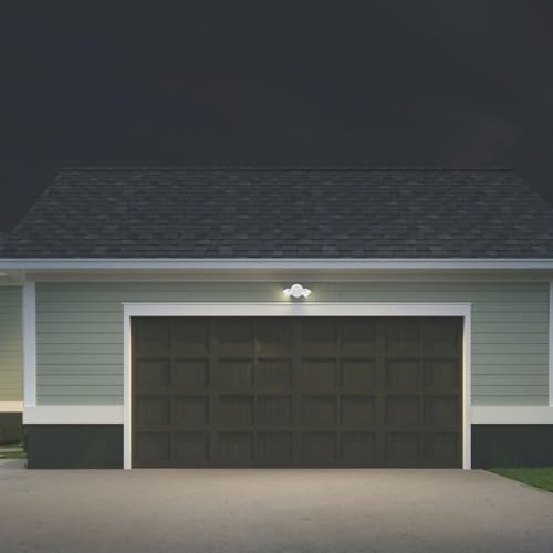 Lithonia Lighting HomeGuard 2-Light LED Outdoor Flood Lights, Dusk to Dawn - color: White, size: 2-Light, style: 1750-2750 Lumens