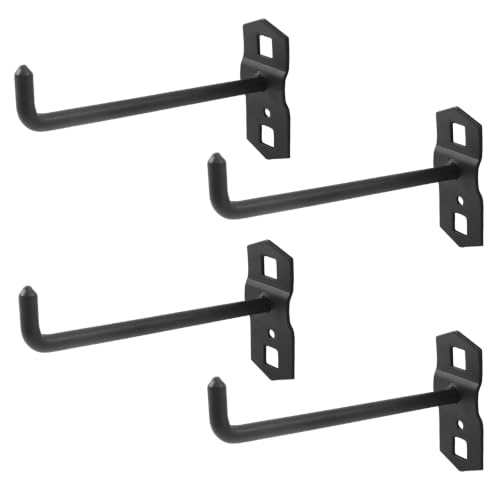 Heavy Duty Steel 4 inch pegboard Hooks for 3/8" Square Hole 1.5" Spaced Pegboards - Garage Wall Organizer Tool Storage Set, Black, 4 Pack - color: Black