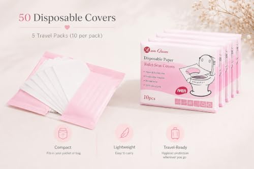 Disposable, Flushable Toilet Seat Covers, 50 Pack, Biodegradable