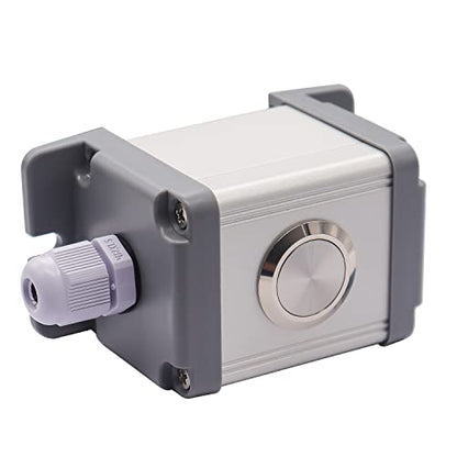 mxuteuk 22mm Momentary Push Button Switch Box Stainless Steel Metal 12V-24V DC 1 NO Flat Top Switch with Waterproof Switch Station G019 - color: Silver-C