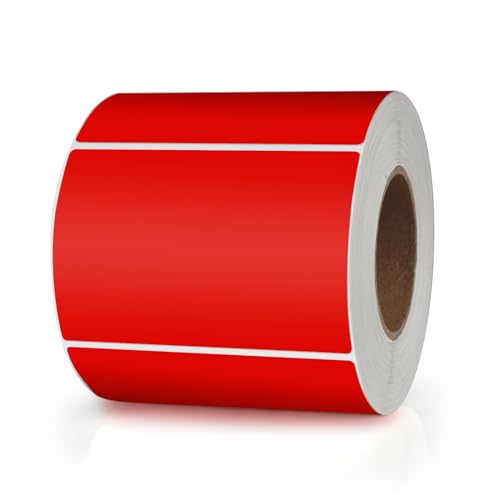 Red Rectangle Labels 3" x 2" Color Coding Stickers Roll 500 Pcs - color: Red