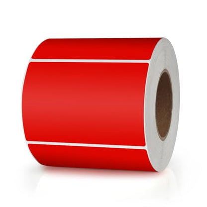 Red Rectangle Labels 3" x 2" Color Coding Stickers Roll 500 Pcs - color: Red