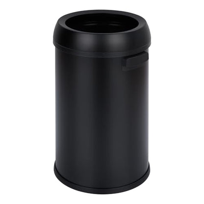 17 Gallon/65 Liter Round Open Top Trash Can, Commercial Grade Heavy Gauge Trash Bin, Stainless Steel Garbage Can, Perfect for Kitchen, Office, School, Restaurant, Matte Black - color: Black Open Top
