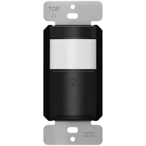 TOPGREENER PIR Motion Sensor Light Switch, No Neutral No Ground Wire, Black - color: Black, size: 1 Pack