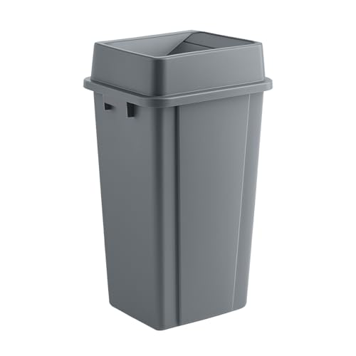 Gray, 23 Gallon Square Commercial Trash Can with Swing Lid, Heavy-Duty Garbage Can, Industrial Trash Bin for Restaurants/Warehouse/Commercial Facilities - color: Gray, size: 23 Gallon with Lid