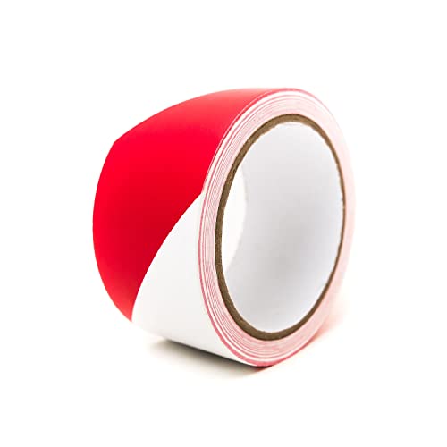 Bertech Red/White Safety Warning Vinyl Tape, 4" Wide x 18 Yards Long - color: Red and White, size: 4 Inches Wide x 54 Feet Long