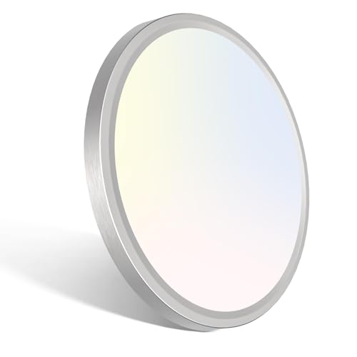 libtit 7 Inch Nickel Brushed Flush Mount Ceiling Light, 15W Ceiling Light Fixture,3000K/4000K/6500K Color Selectable,Ultra-Thin Round Ceiling Lighting Fixture for Bedroom Kitchen Pantry Basement - color: Brushed Nickel, size: 7in-1Pack