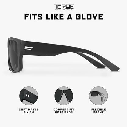 TOROE VALLEY Polarized z87+ Men Sunglasses - color: Matte Black | White Emblem | C3