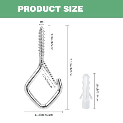 12 Pack 304 Stainless Steel Ceiling Hooks for Plants, Locking Clip - size: 12