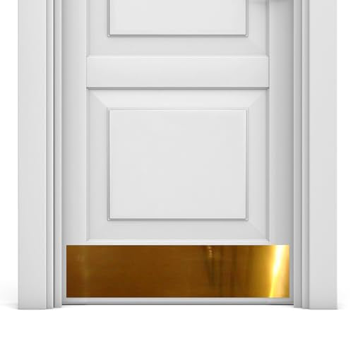 Deck the Door Decor | Door Kick Plate - Anodized Aluminum – Screw Mount – Satin Black, Satin Nickel, Shiny Brass & Oil Rubbed Bronze Finish – Many Sizes (6x30", Shiny Brass) - color: Shiny Brass, size: 6x30"