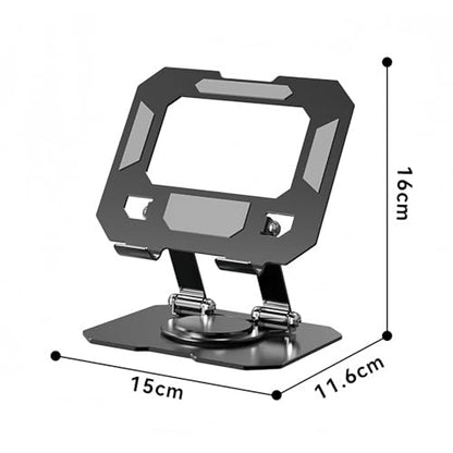 360° Rotatable Metal Tablet Stand, Adjustable Folding Desktop Stand for iPad/iPhone/Switch, Universal Use for Office/Movie/Studying/Drawing/Gaming, Black - color: Hollow Stand - Black