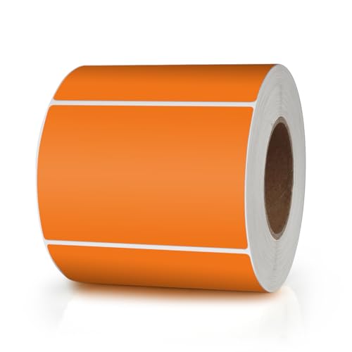 Orange Rectangle Labels 3" x 2" Color Coding Stickers Roll 500 Pcs - color: Orange