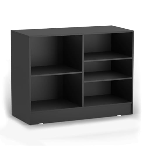 48”W * 20”D * 38”H - Cash Wrap Wood Counter - Black Register Counter with 3 Heights Adjustable Shelf - color: Black, size: 4 FT