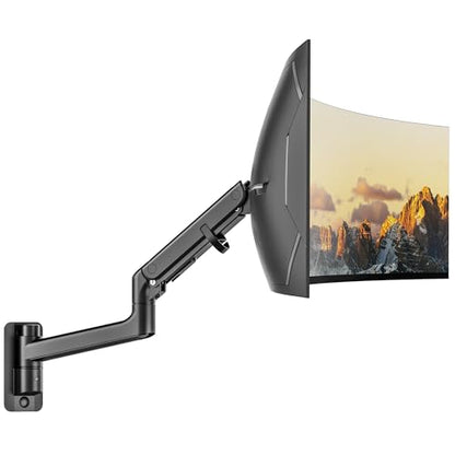 monTEK Single Monitor Wall Mount, 17–57" Gas Spring Arm, Heavy Duty, Black - color: Black