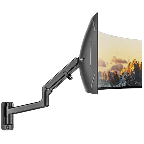 monTEK Single Monitor Wall Mount, 17–57" Gas Spring Arm, Heavy Duty, Black - color: Black