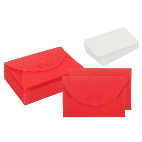 PATIKIL Gift Cards Envelopes (4.1"x 2.8",Red) Mini Heart Clasp 12PCS - color: Red