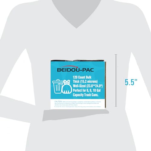 BEIDOU-PAC 8-10 Gallon Trash Bags Drawstring, 120 Count Bulk, Black & Unscented Multi-purpose Garbage Bags for Business Home Bathroom Kitchen Commercial and Industrial - style: 8-10 Gallon |120 Count