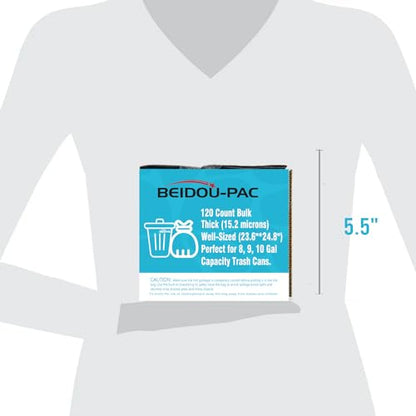 BEIDOU-PAC 8-10 Gallon Trash Bags Drawstring, 120 Count Bulk, Black & Unscented Multi-purpose Garbage Bags for Business Home Bathroom Kitchen Commercial and Industrial - style: 8-10 Gallon |120 Count